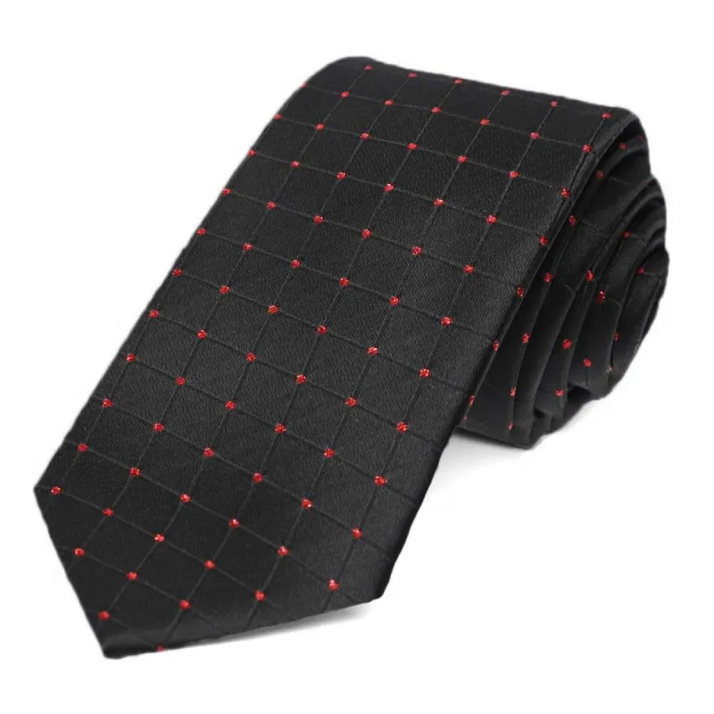 Black and Red Danbury Grid Slim Necktie sold by TieMart
