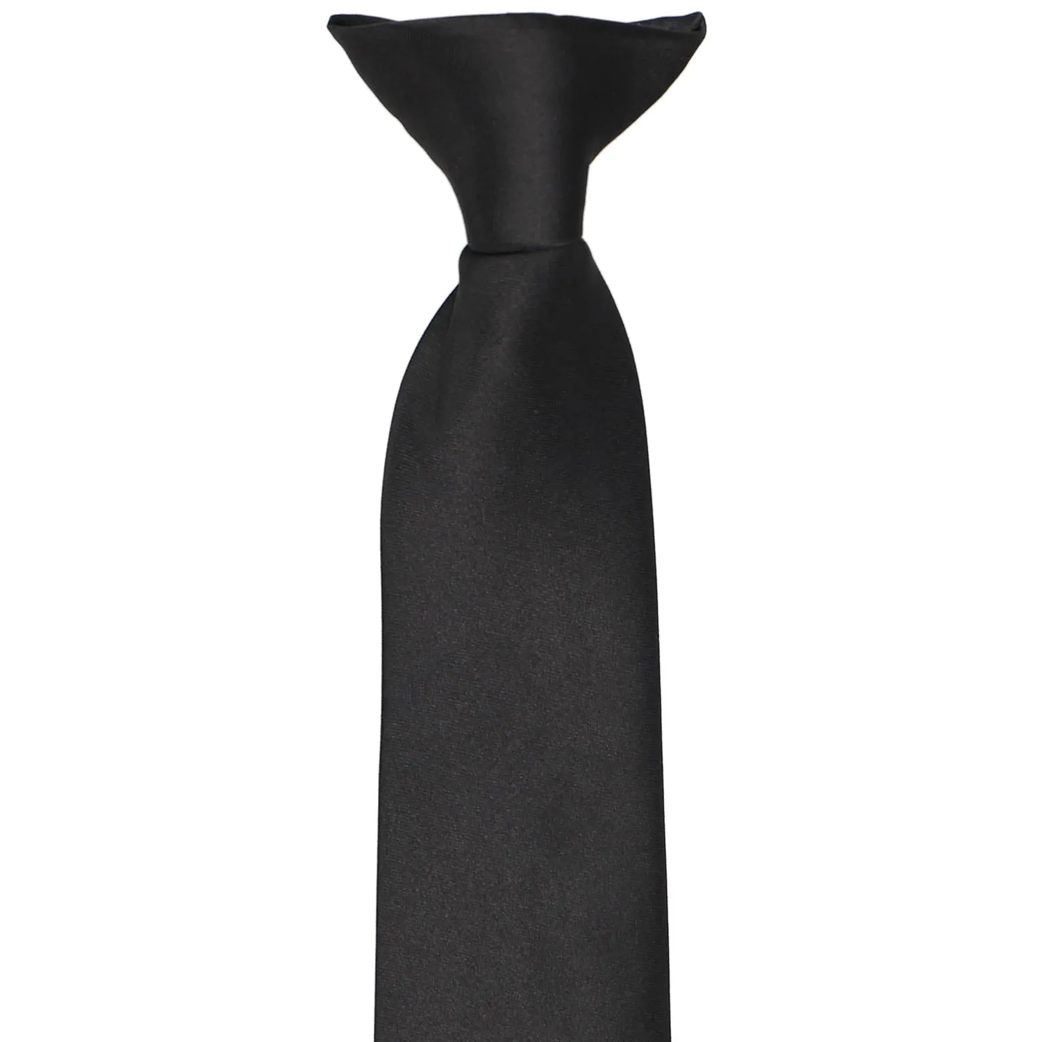 Slim Black Solid Color Clip-On Tie, 20" Length and 2.5" Width sold by TieMart product image thumbnail 2