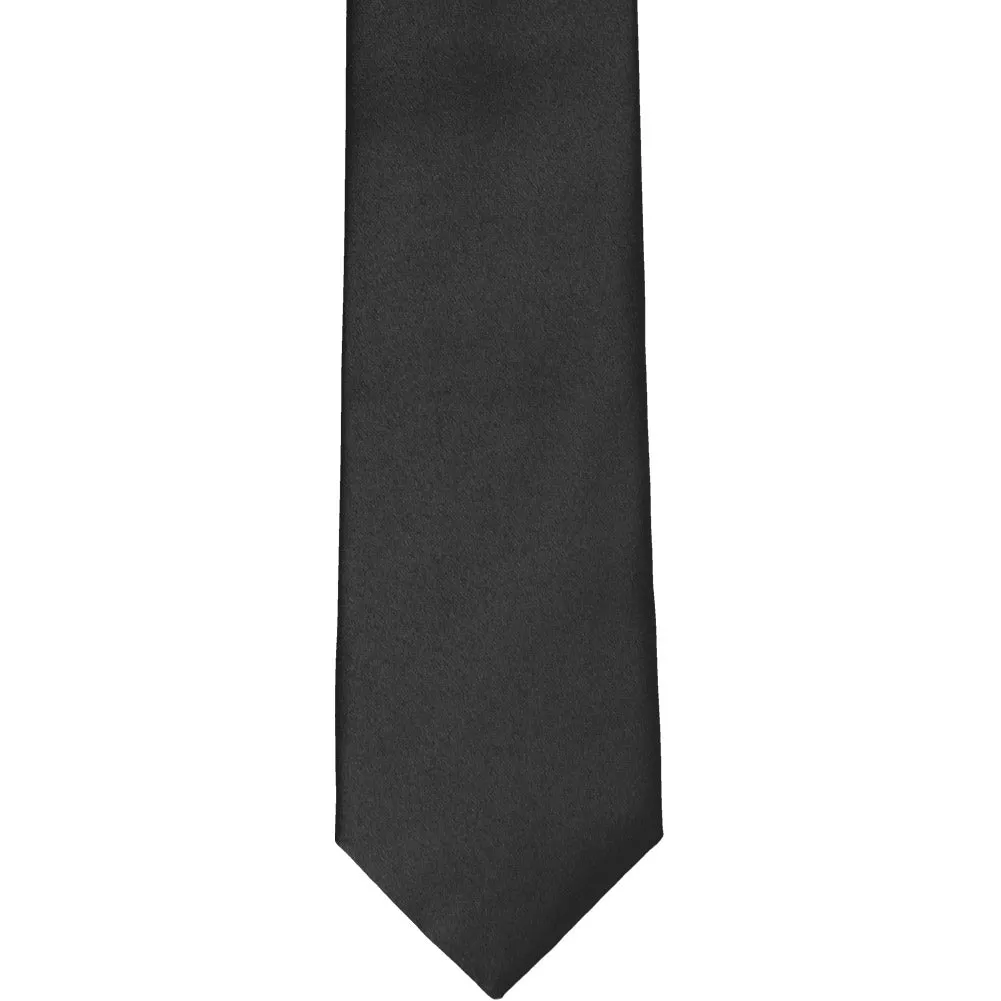 Slim Black Solid Color Clip-On Tie, 20" Length and 2.5" Width sold by TieMart product image thumbnail 3