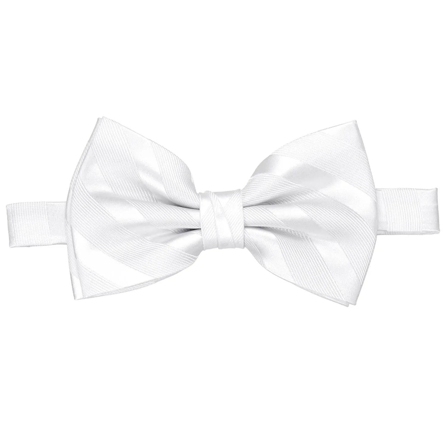 White Elite Striped Bow Tie sold by TieMart product image thumbnail 2