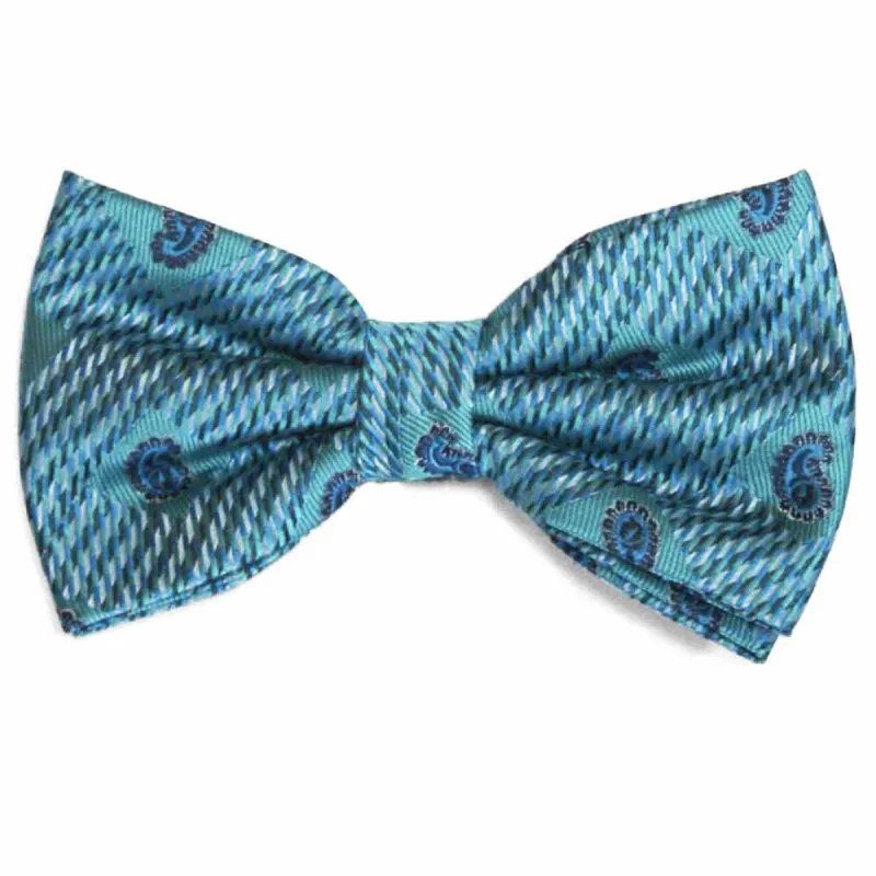 Turquoise Churchill Paisley Bow Tie sold by TieMart