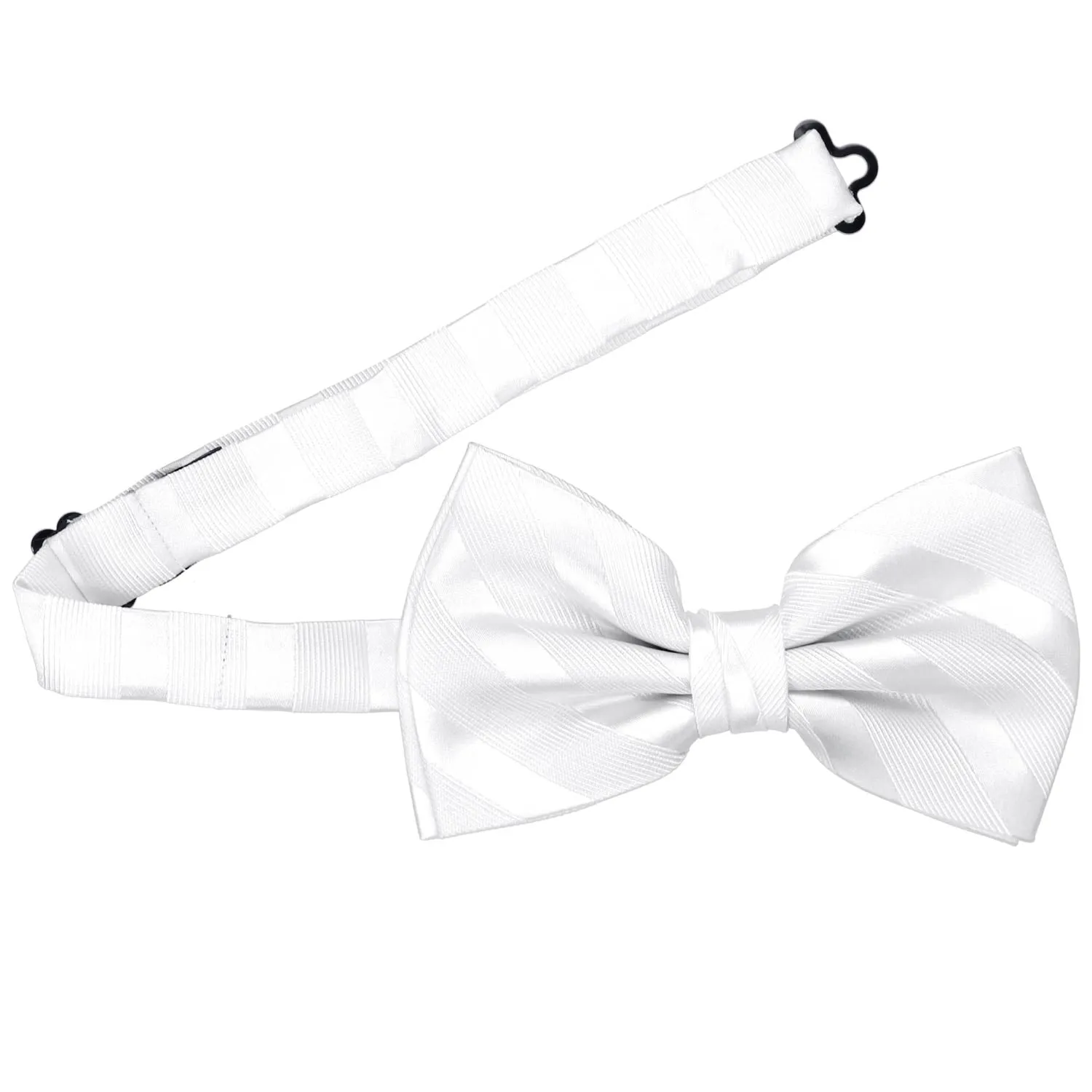 White Elite Striped Bow Tie sold by TieMart product image thumbnail 3