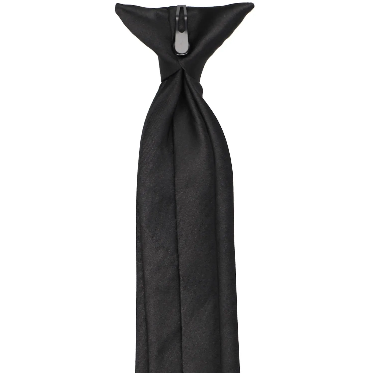 Slim Black Solid Color Clip-On Tie, 20" Length and 2.5" Width sold by TieMart product image thumbnail 4
