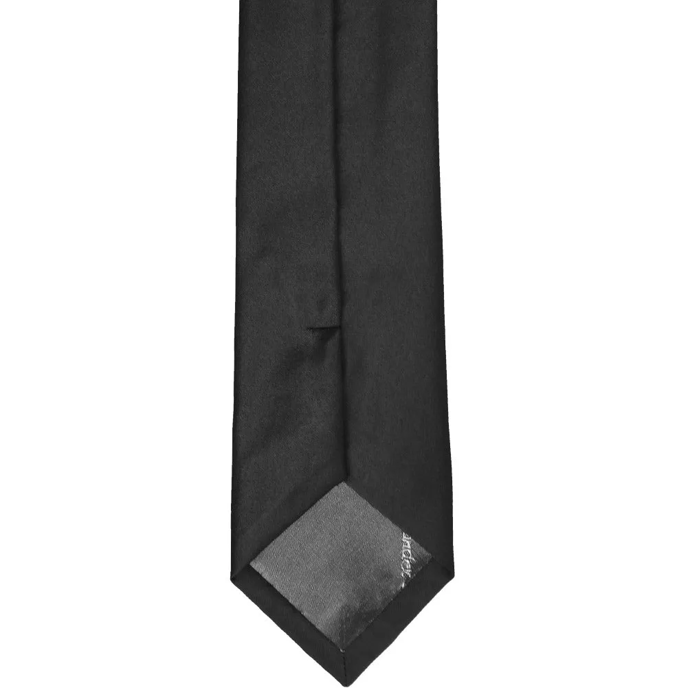 Slim Black Solid Color Clip-On Tie, 20" Length and 2.5" Width sold by TieMart product image thumbnail 5