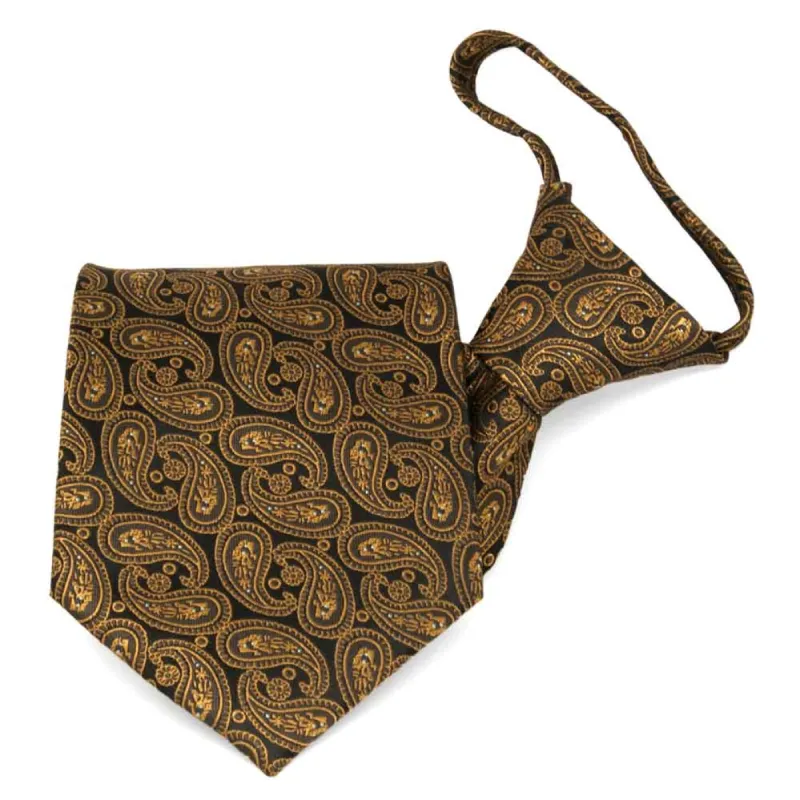 Cocoa Brown Darlene Paisley Zipper Tie sold by TieMart