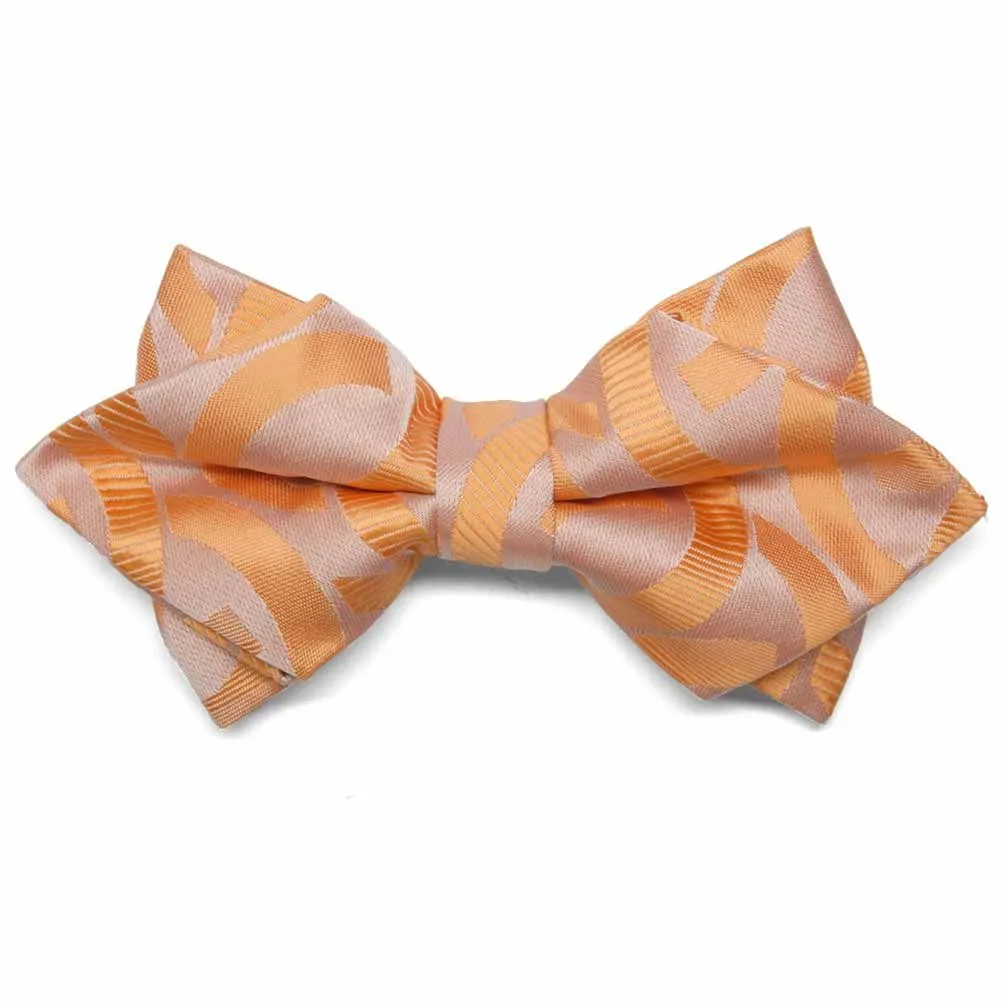 Bright Tangerine Kay Link Pattern Diamond Tip Bow Tie sold by TieMart