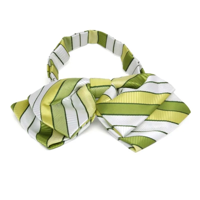 Asparagus Green Douglas Striped Floppy Bow Tie sold by TieMart
