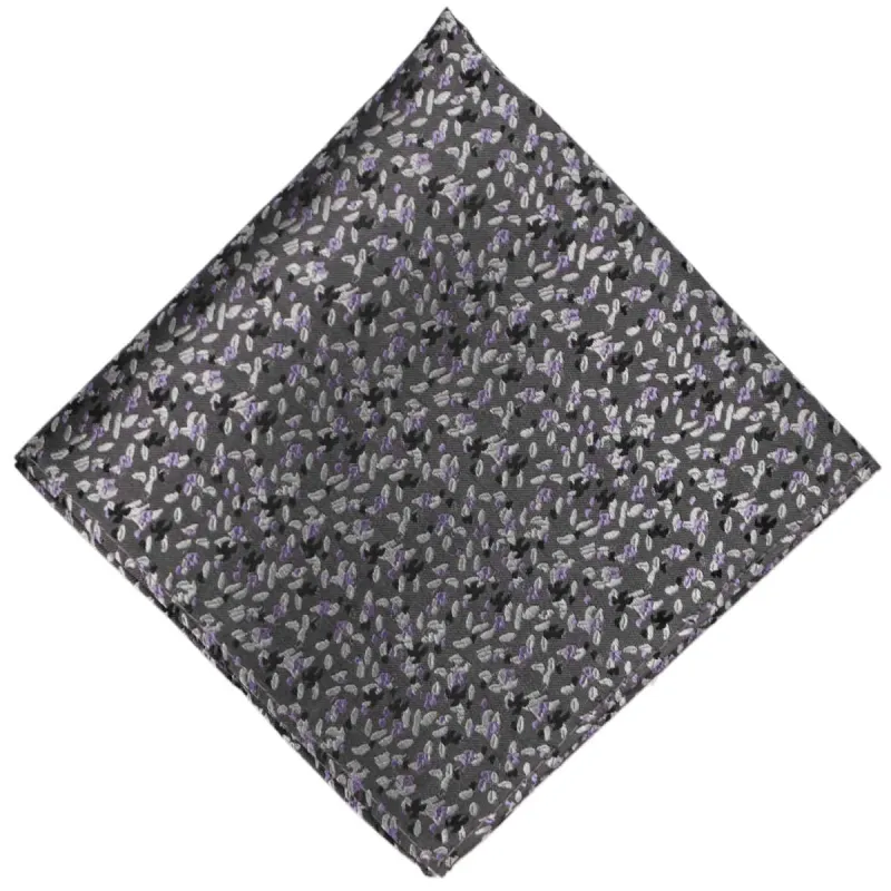 Dark Gray and Lavender Courier Grain Pattern Silk Pocket Square sold by TieMart