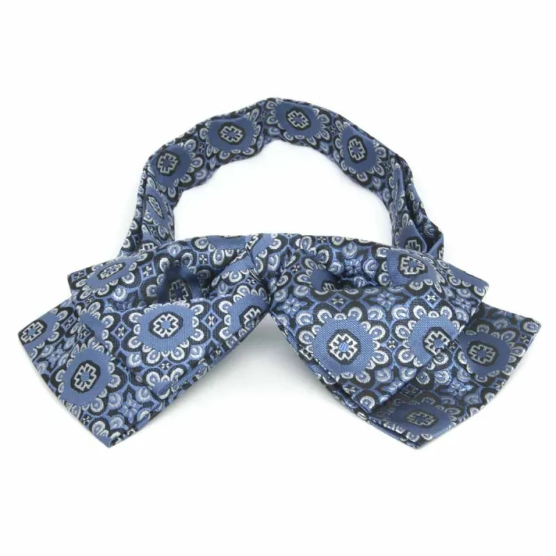 French Blue Emma Floral Pattern Floppy Bow Tie sold by TieMart
