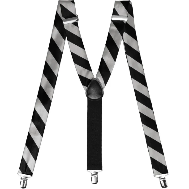 Black and Silver Striped Suspenders sold by TieMart