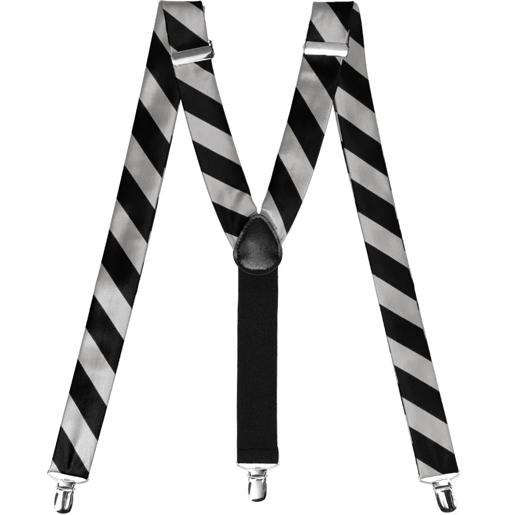 Black and Silver Striped Suspenders sold by TieMart