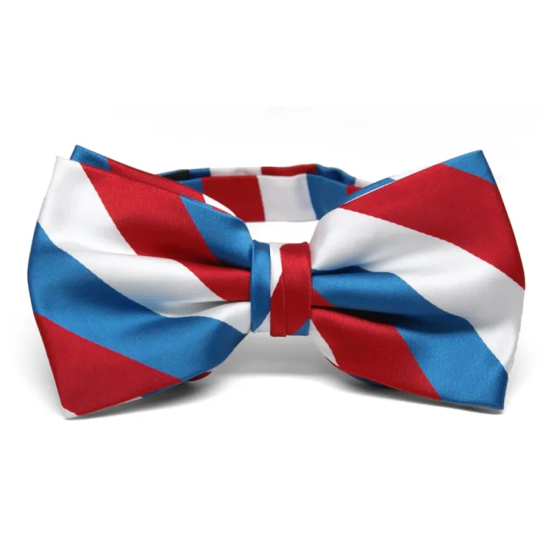 Red, White and American Blue Striped Bow Tie sold by TieMart