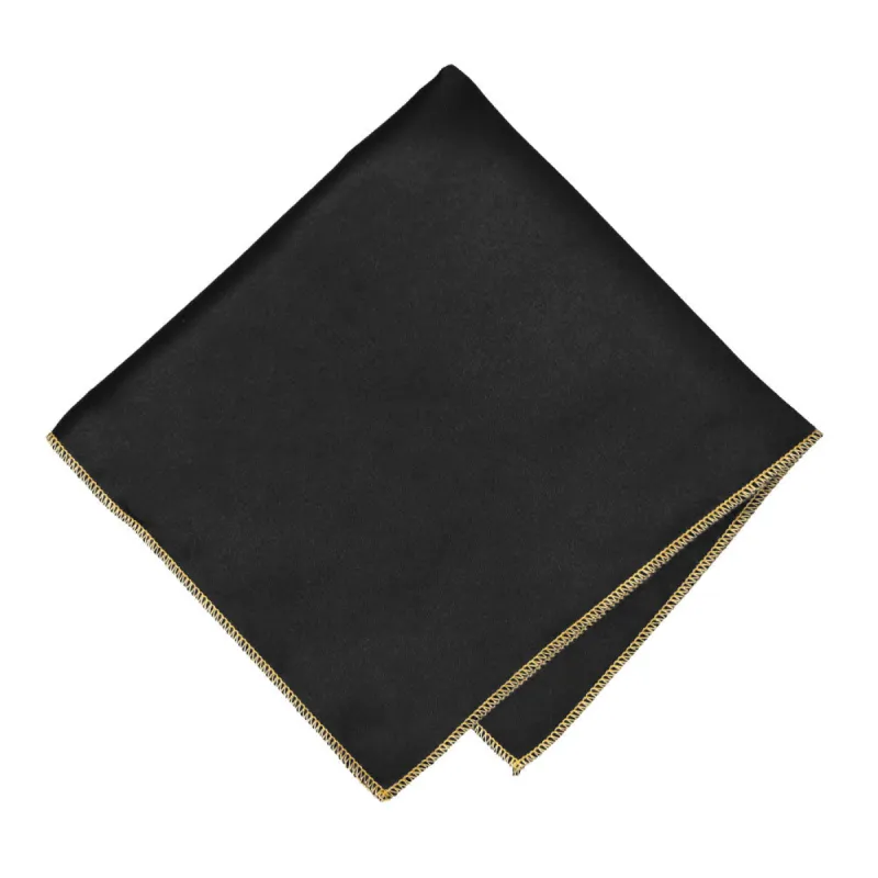 Pale Gold Tipped Black Pocket Square sold by TieMart