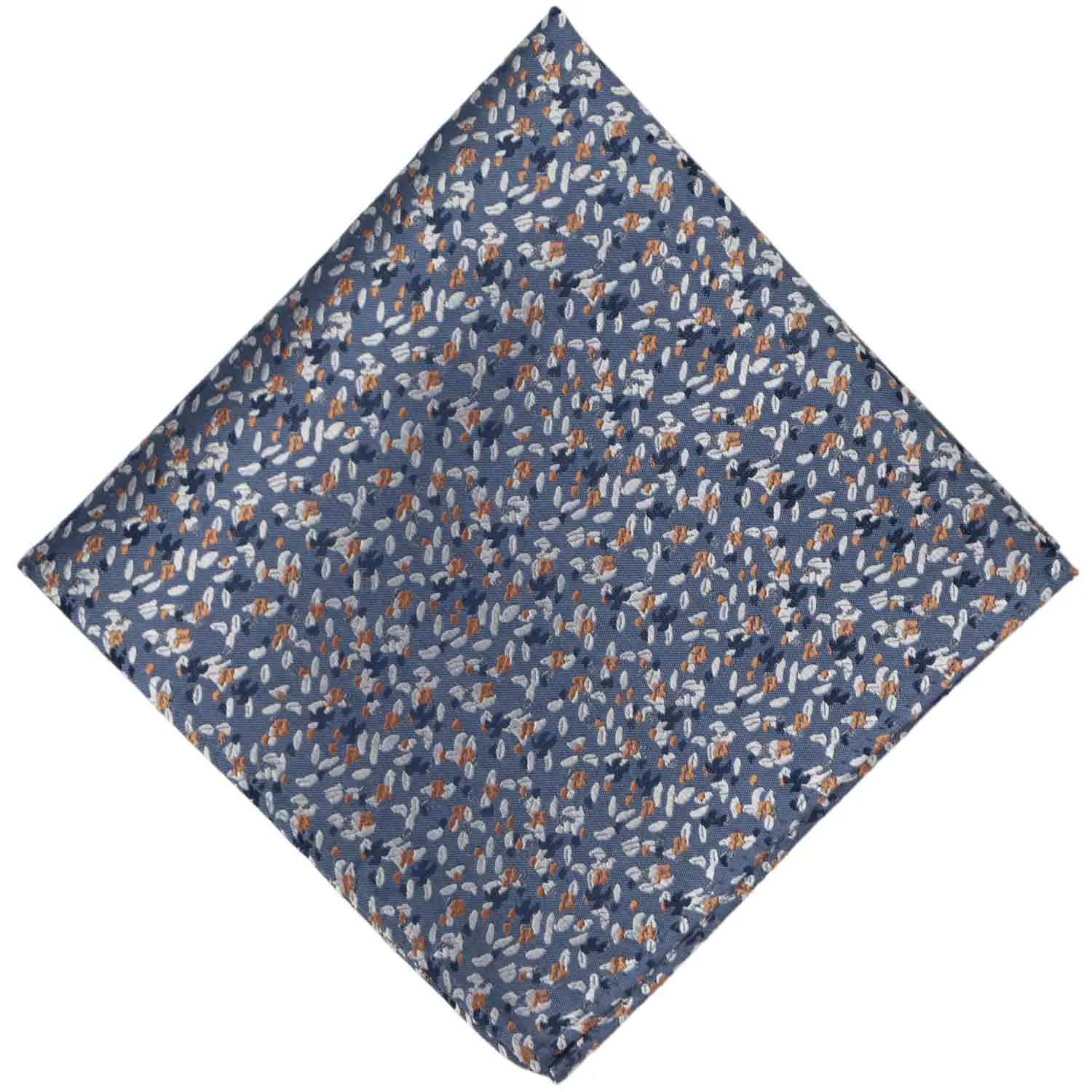 Dusty Blue and Antique Gold Courier Grain Pattern Silk Pocket Square sold by TieMart