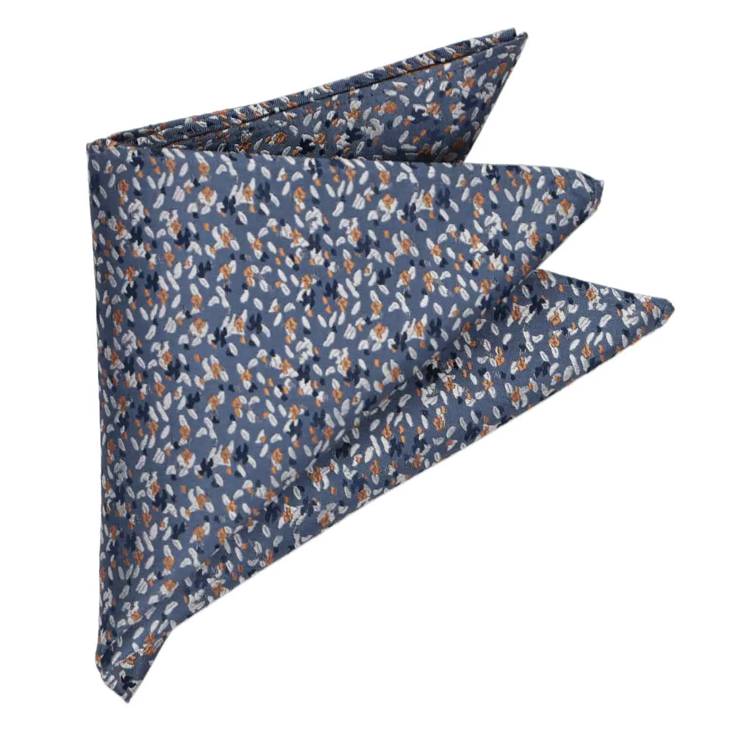 Dusty Blue and Antique Gold Courier Grain Pattern Silk Pocket Square sold by TieMart product image thumbnail 3