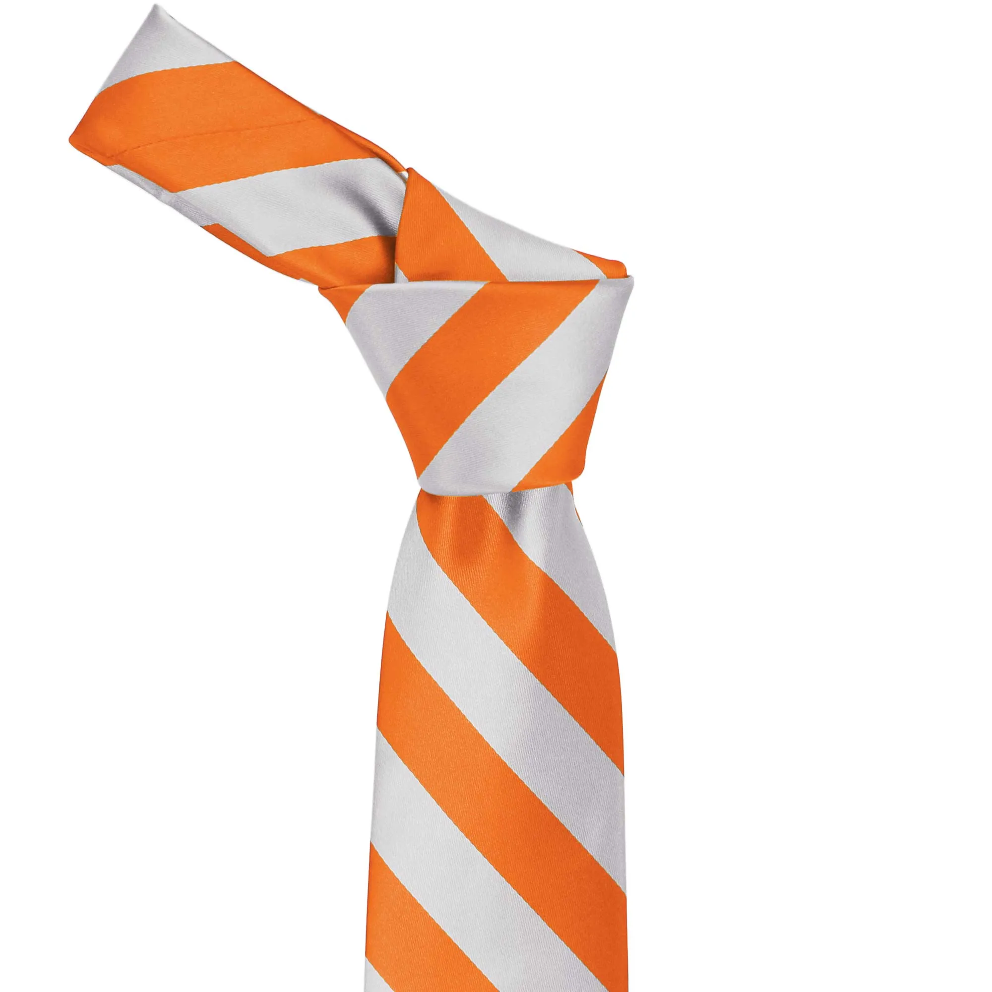 Orange and Silver Striped Tie sold by TieMart product image thumbnail 2