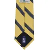 Light Gold and Navy Blue Striped Cotton/Silk Necktie sold by TieMart
