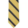 Light Gold and Navy Blue Striped Cotton/Silk Necktie sold by TieMart