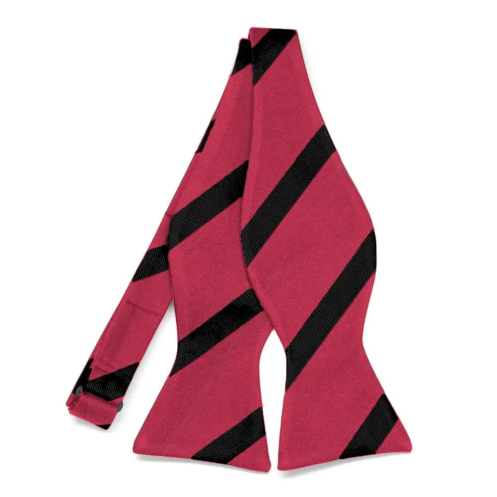 Red and Black Striped Cotton/Silk Self-Tie Bow Tie sold by TieMart