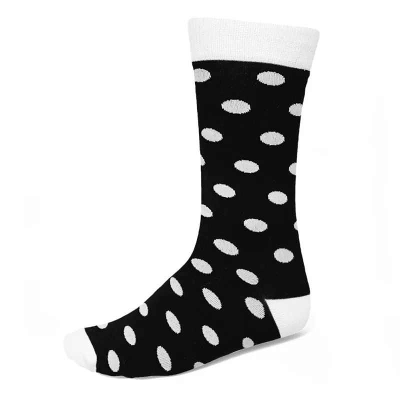 Men's Black and White Polka Dot Socks sold by TieMart