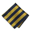 Navy Blue and Gold Striped Pocket Square sold by TieMart
