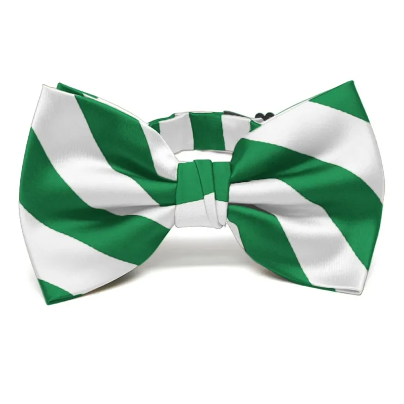 Kelly Green and White Striped Bow Tie sold by TieMart