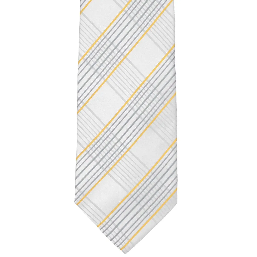 Soft Gray Jeffrey Plaid Extra Long Necktie sold by TieMart product image thumbnail 2