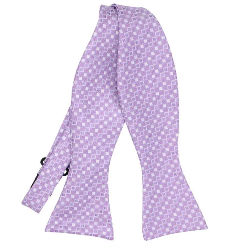 Thistle Purple Marie Square Pattern Self-Tie Bow Tie sold by TieMart
