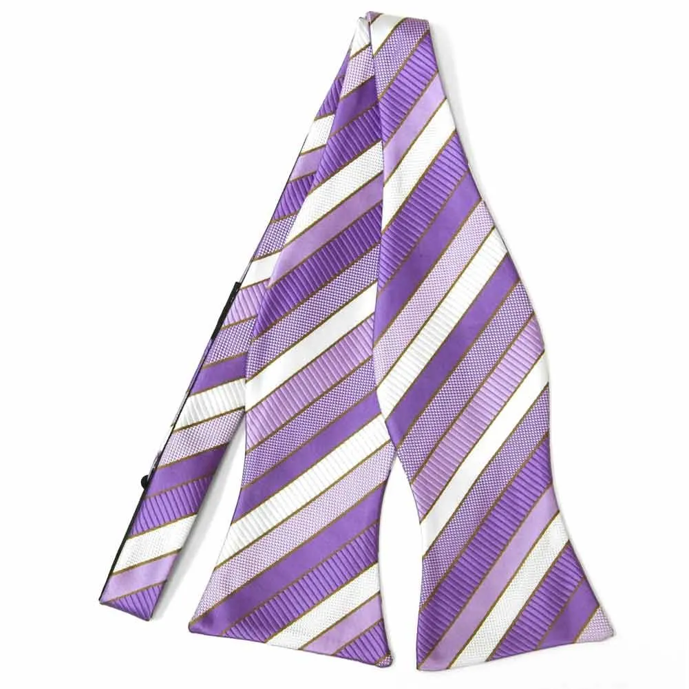 Thistle Purple Douglas Striped Self-Tie Bow Tie sold by TieMart
