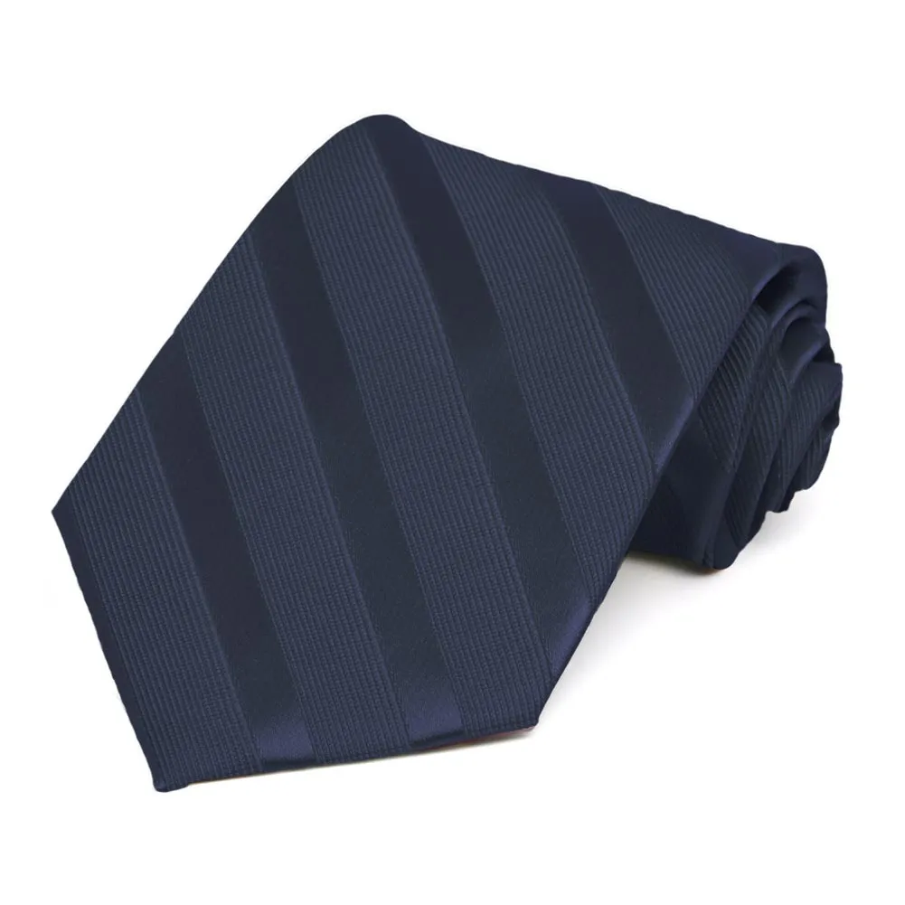 Navy Blue Elite Striped Necktie sold by TieMart