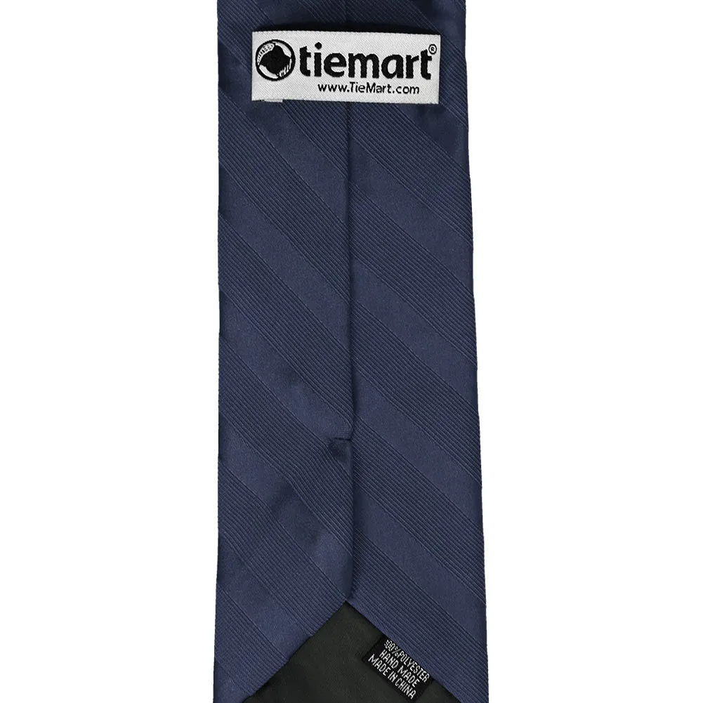 Navy Blue Elite Striped Necktie sold by TieMart product image thumbnail 4