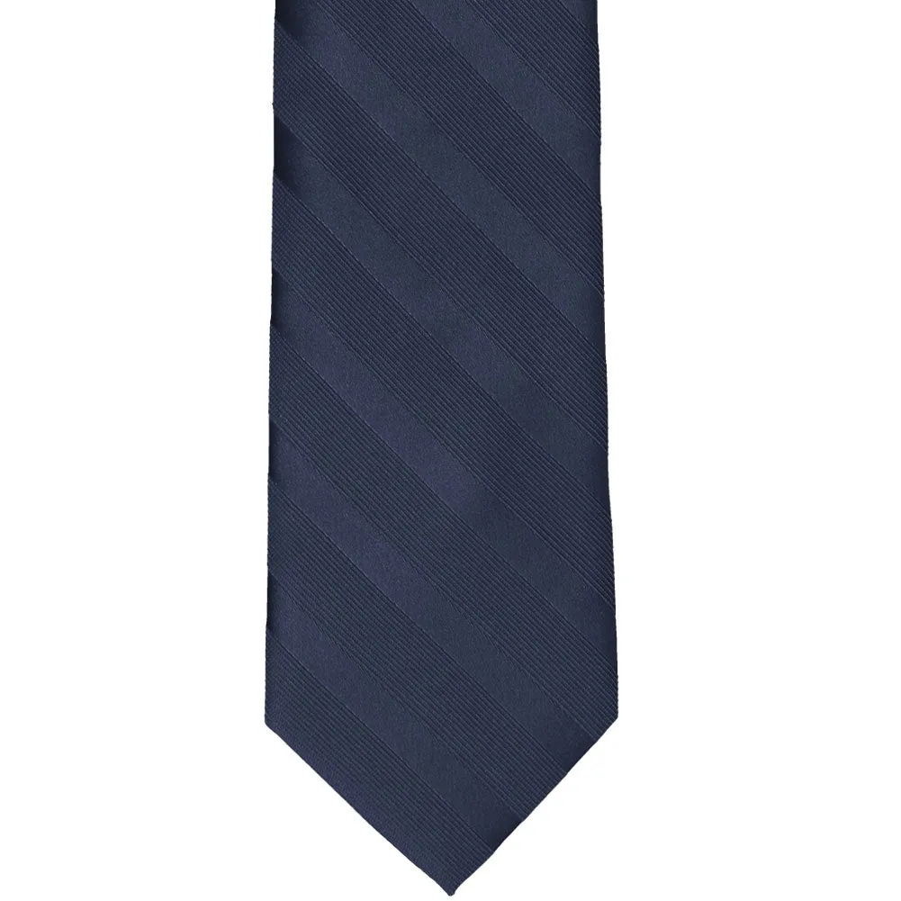 Navy Blue Elite Striped Necktie sold by TieMart product image thumbnail 3