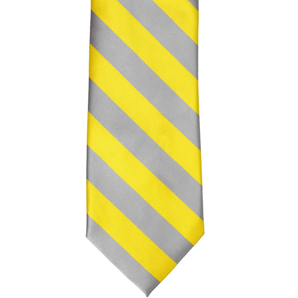 Yellow and Silver Striped Tie sold by TieMart product image thumbnail 3