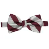 Burgundy and Silver Striped Bow Tie sold by TieMart