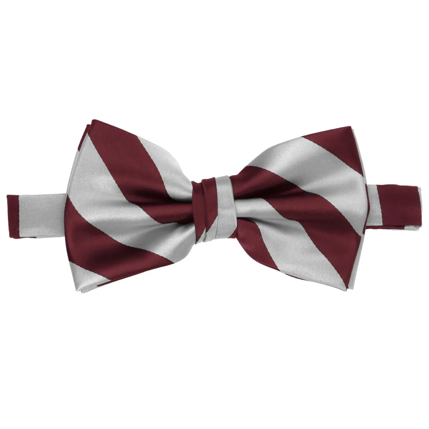 Burgundy and Silver Striped Bow Tie sold by TieMart product image thumbnail 2