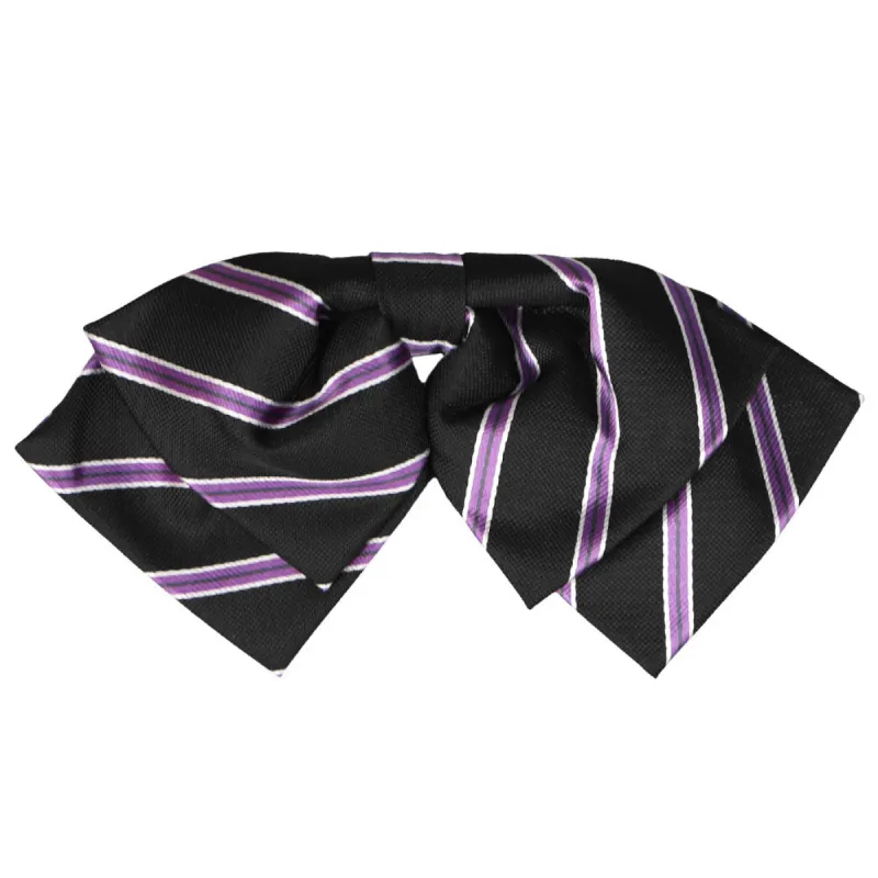 Black Melvin Striped Floppy Bow Tie sold by TieMart