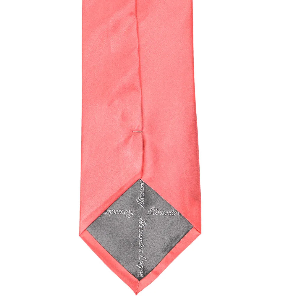 Coral Extra Long Solid Color Necktie sold by TieMart product image thumbnail 3