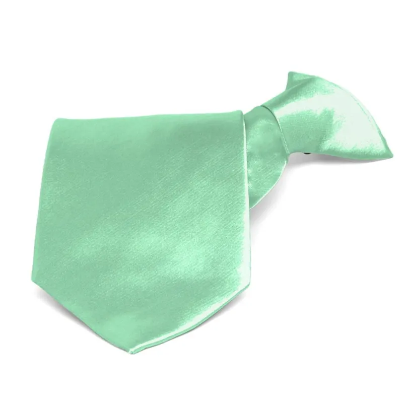 Seafoam Solid Color Clip-On Tie sold by TieMart