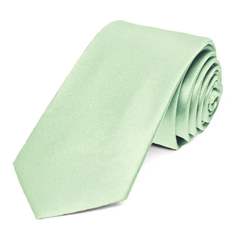 Light Mint Silk Slim Necktie, 2.5" Width sold by TieMart