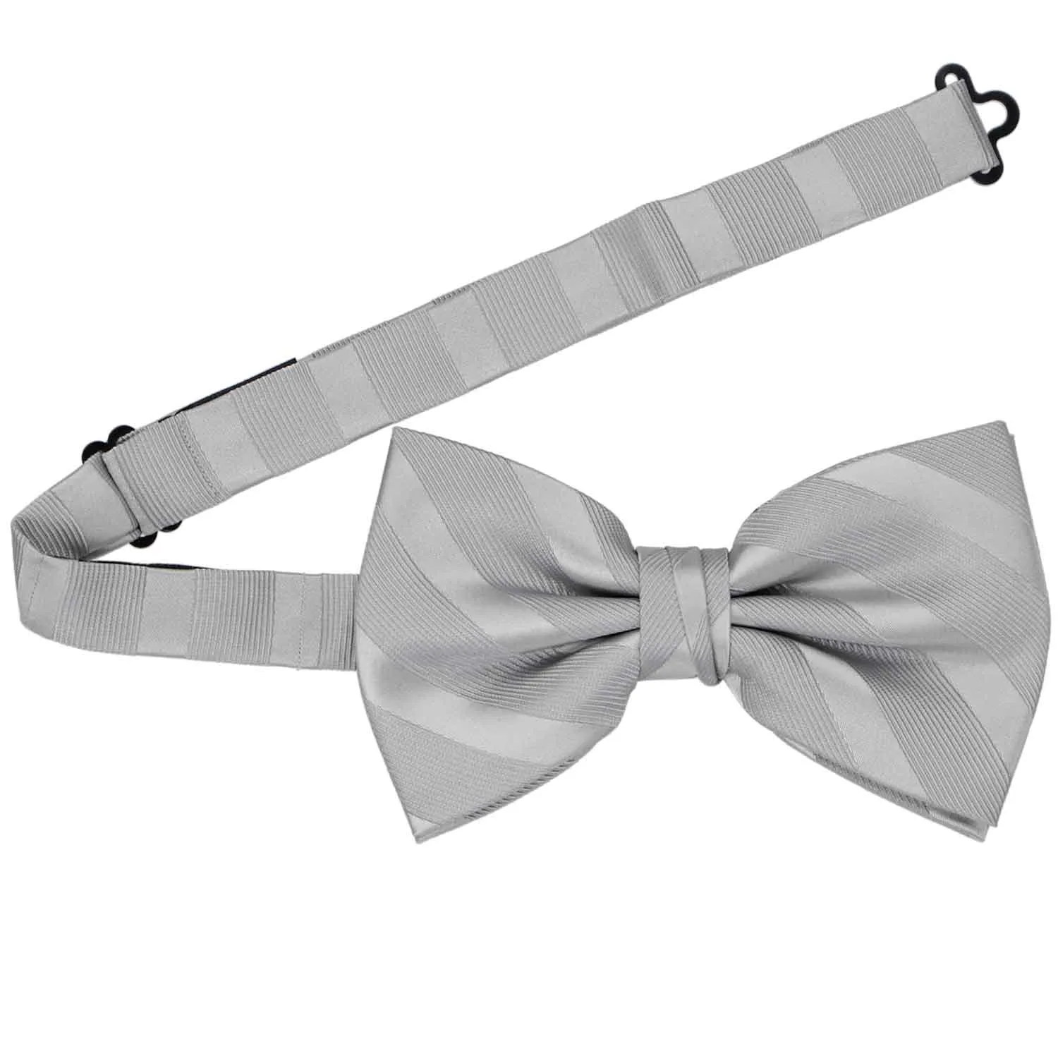 Silver Elite Striped Bow Tie sold by TieMart product image thumbnail 3