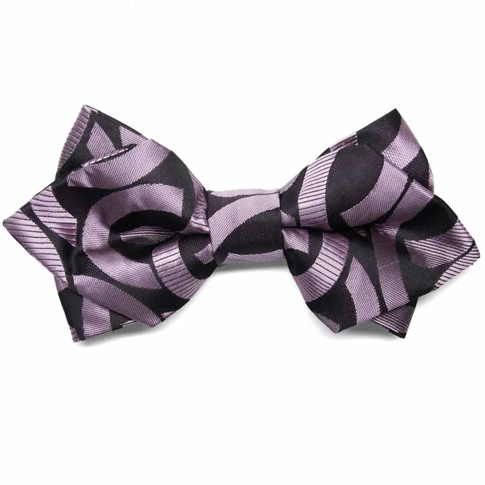 Dark Lavender Kay Link Pattern Diamond Tip Bow Tie sold by TieMart