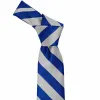 Royal Blue and Silver Extra Long Striped Tie sold by TieMart