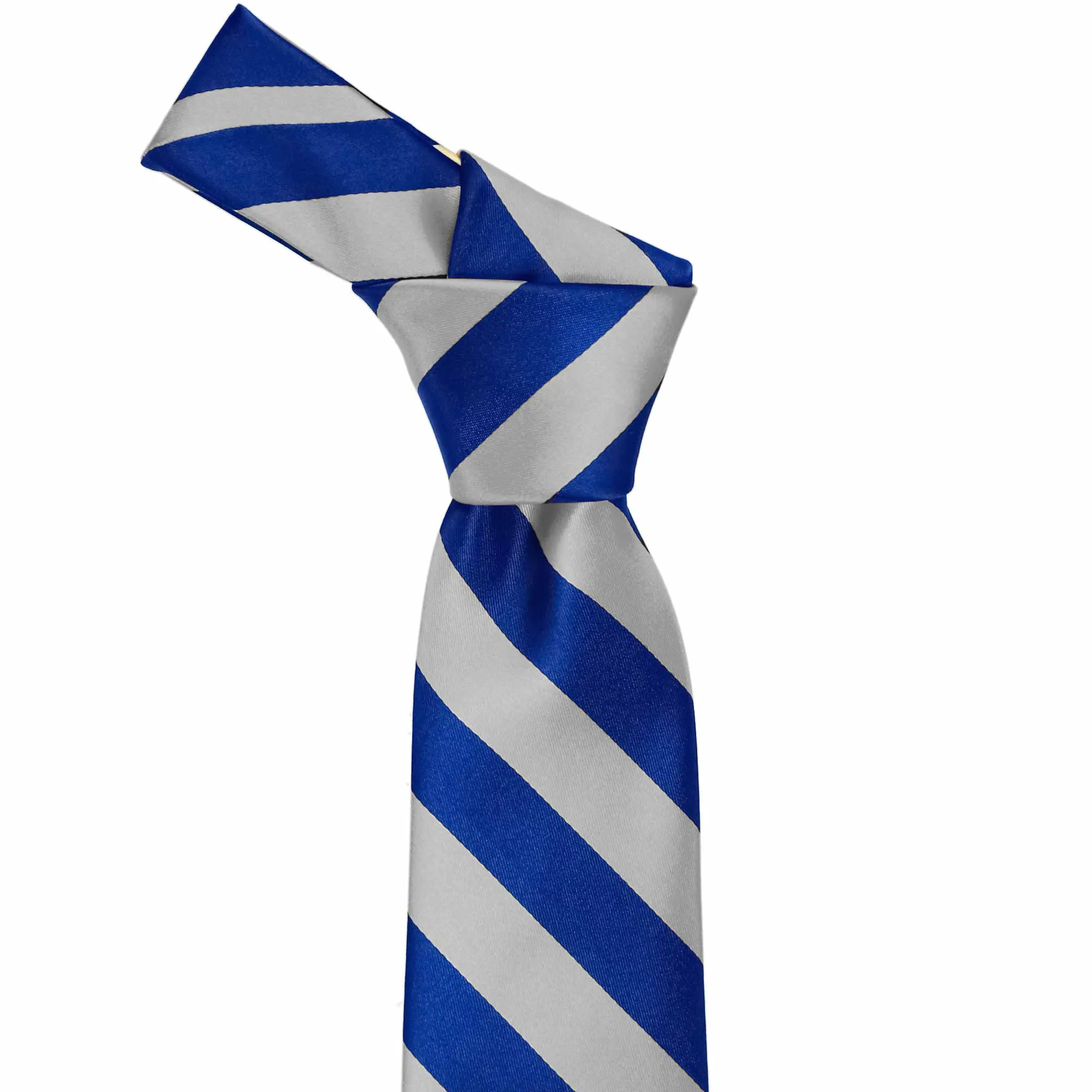 Royal Blue and Silver Extra Long Striped Tie sold by TieMart product image thumbnail 2