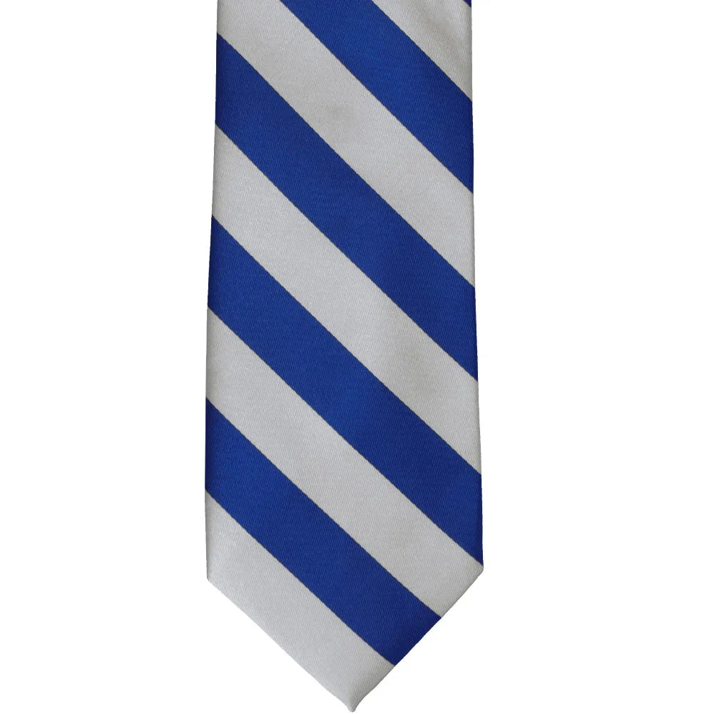 Royal Blue and Silver Extra Long Striped Tie sold by TieMart product image thumbnail 3