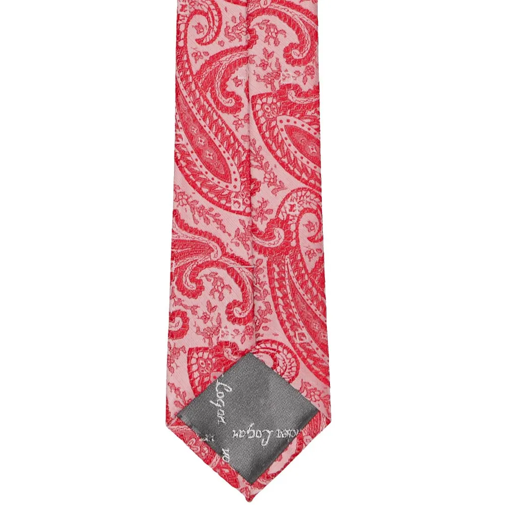 Red Clara Paisley Slim Necktie, 2.5" Width sold by TieMart product image thumbnail 3