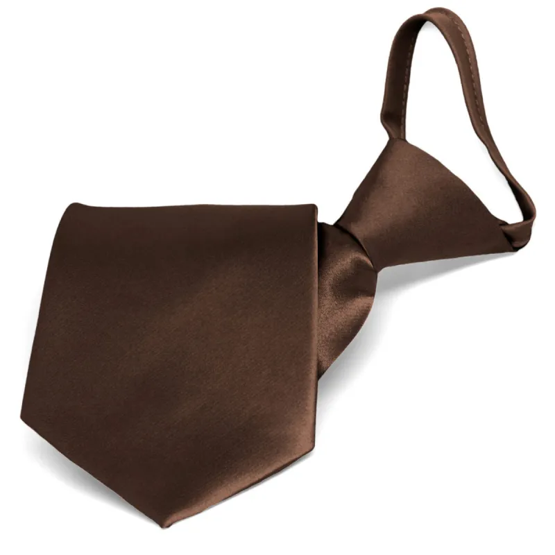 Chestnut Brown Solid Color Zipper Tie sold by TieMart