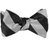 Black and Silver Striped Self-Tie Bow Tie sold by TieMart