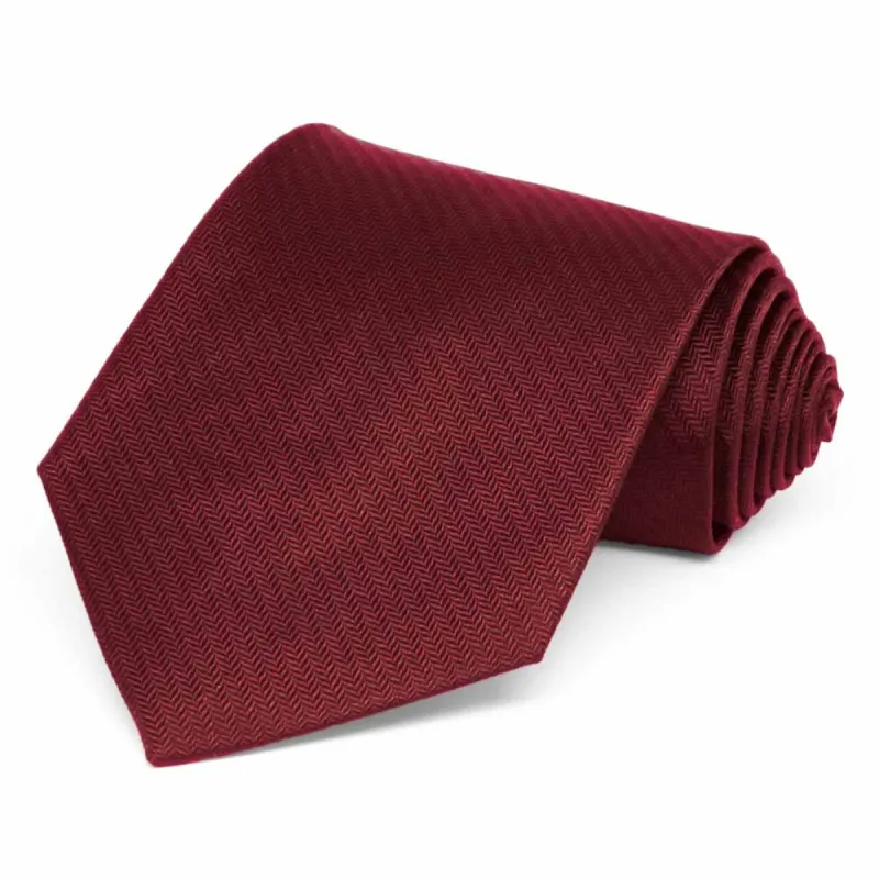 Claret Herringbone Silk Extra Long Necktie sold by TieMart
