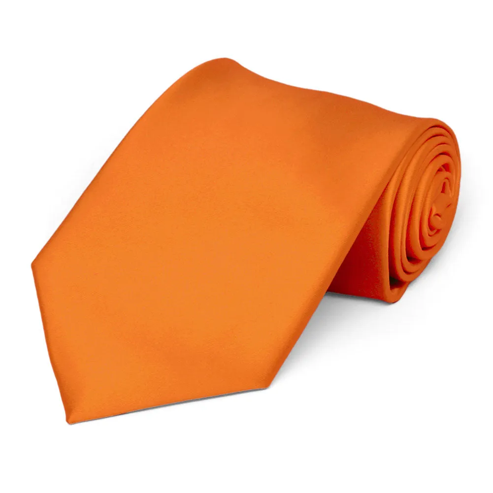 Orange Premium Solid Color Necktie sold by TieMart