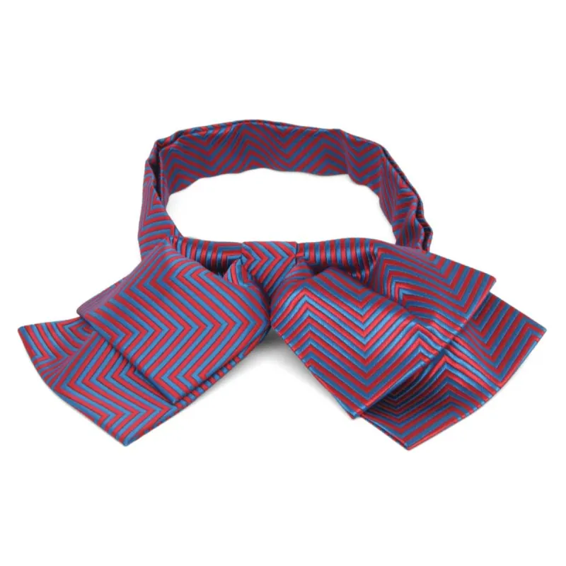 Red Kimberly Chevron Striped Floppy Bow Tie sold by TieMart